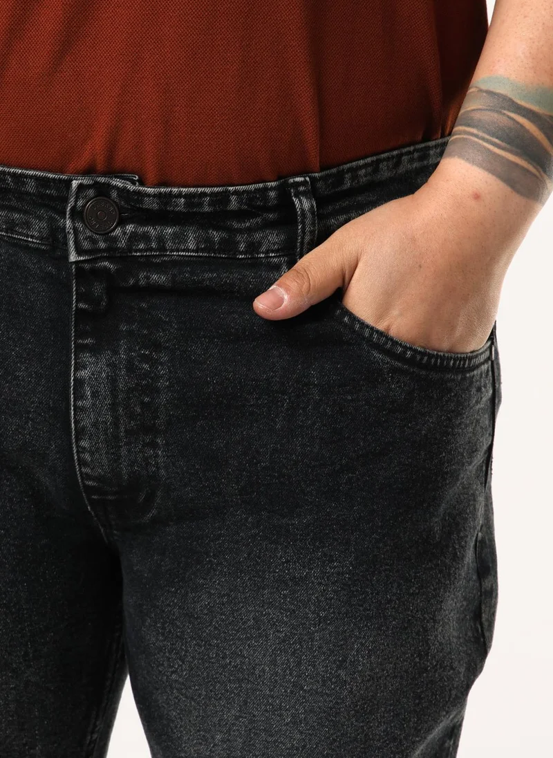 Urbano Fashion  Urbano Plus Men's Black Bootcut Fit Mid Rise Tinted Heavy Washed Jeans Stretchable for Men | Best Price UAE